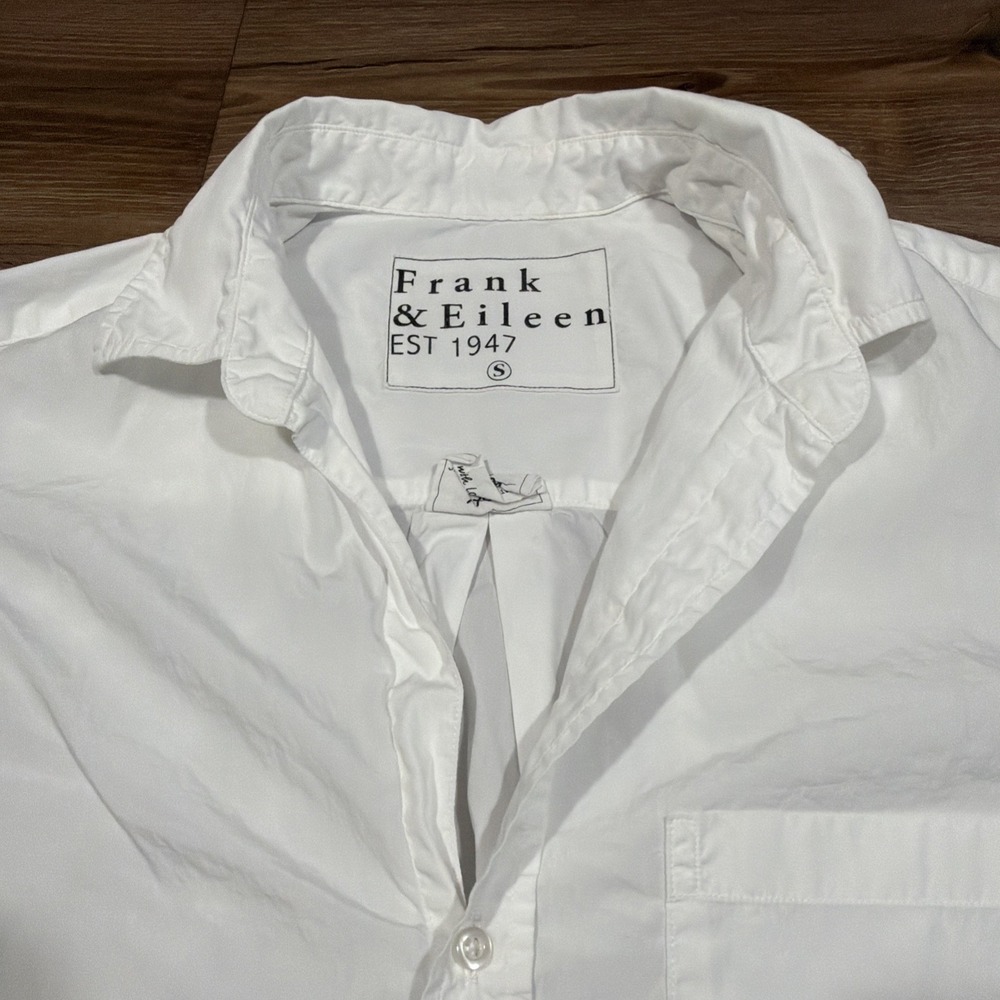 Frank & Eileen Joedy Shirt Women's SMALL White Cotton Button Up Casual Longsleve - Picture 8 of 14